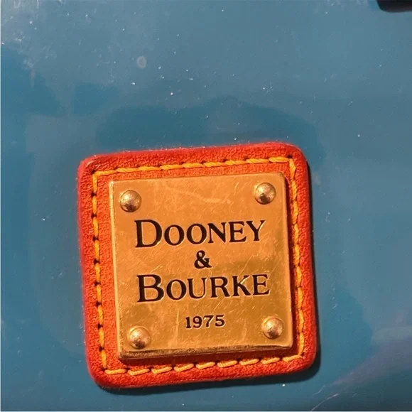 Dooney & Bourke Glossy Blue and Brown Tote - Picture 2 of 13